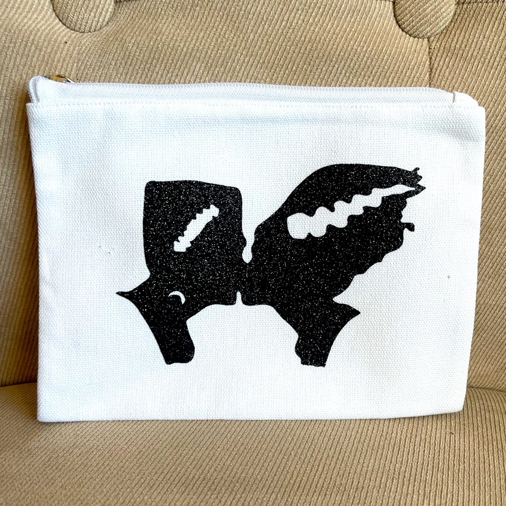 Cosmetic Bag Makeup Frankenstein Canvas Clutch Travel Storage WhitePouch 6x8 New